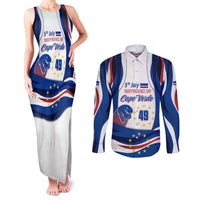 Cape Verde Couples Matching Tank Maxi Dress and Long Sleeve Button Shirt with Independence Day 5th July Flag Celebration Spirit