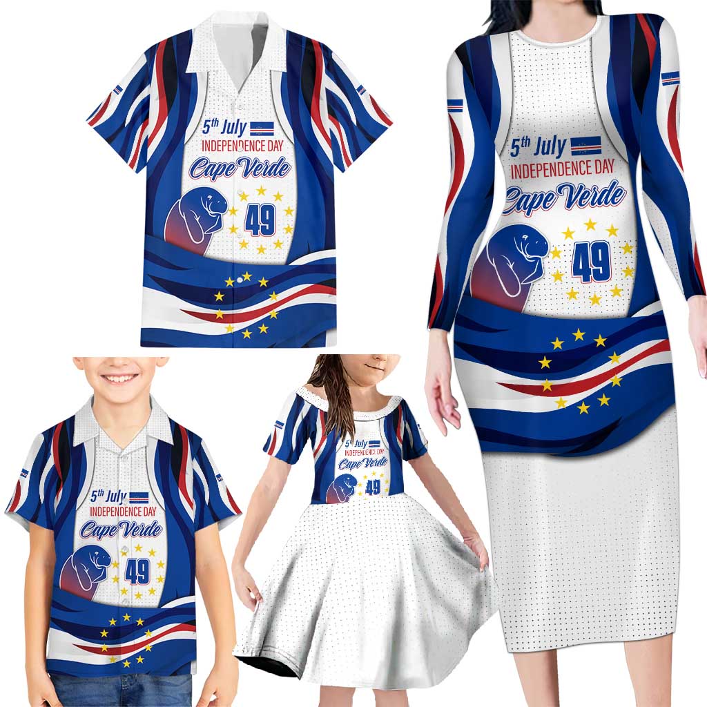 Cape Verde Family Matching Long Sleeve Bodycon Dress and Hawaiian Shirt with Independence Day 5th July Flag Celebration Spirit