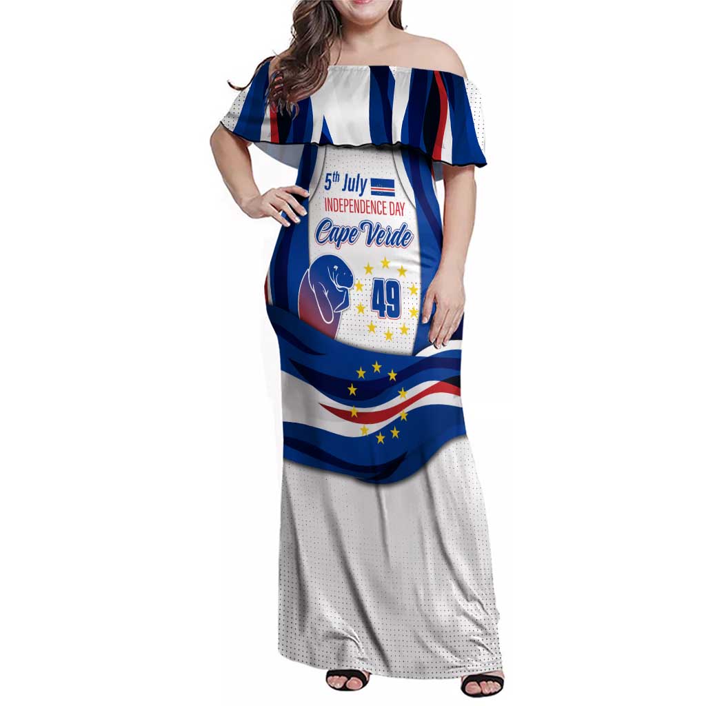 Cape Verde Family Matching Off Shoulder Maxi Dress and Hawaiian Shirt with Independence Day 5th July Flag Celebration Spirit
