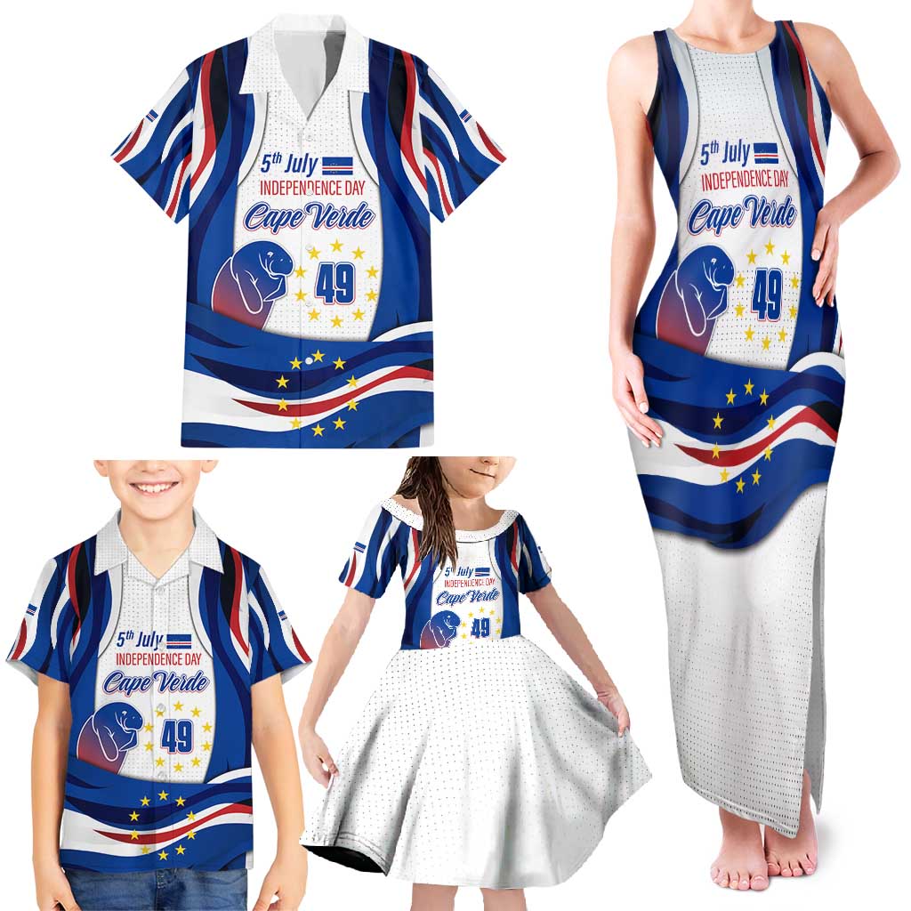 Cape Verde Family Matching Tank Maxi Dress and Hawaiian Shirt with Independence Day 5th July Flag Celebration Spirit