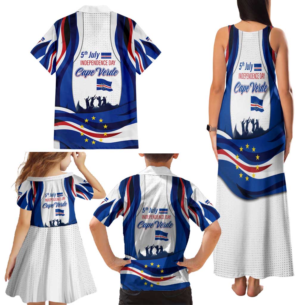 Cape Verde Family Matching Tank Maxi Dress and Hawaiian Shirt with Independence Day 5th July Flag Celebration Spirit