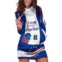 Cape Verde Hoodie Dress with Independence Day 5th July Flag Celebration Spirit