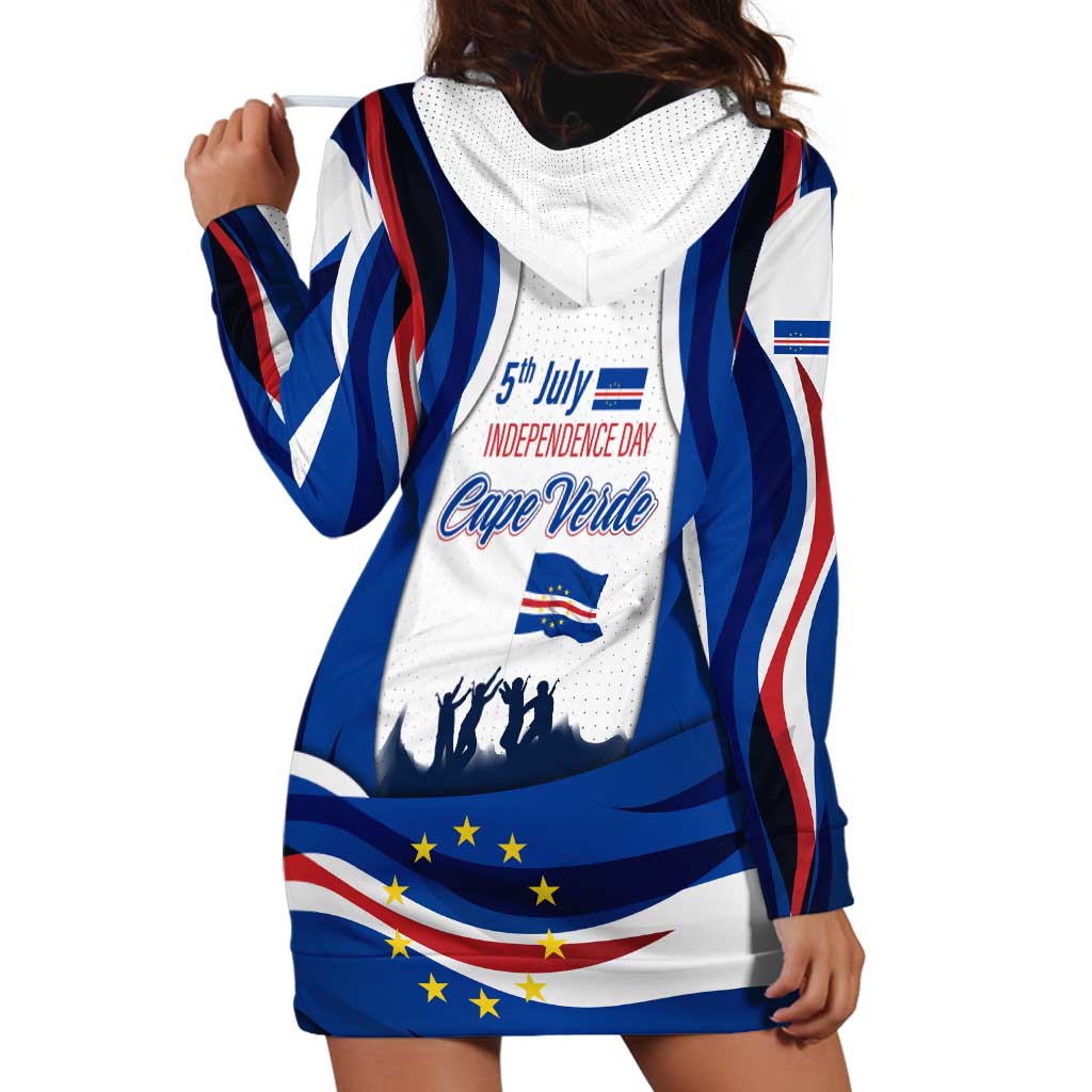 Cape Verde Hoodie Dress with Independence Day 5th July Flag Celebration Spirit