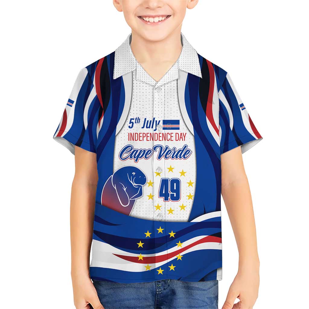 Cape Verde Kid Hawaiian Shirt with Independence Day 5th July Flag Celebration Spirit