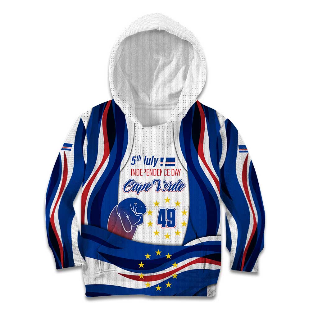 Cape Verde Kid Hoodie with Independence Day 5th July Flag Celebration Spirit