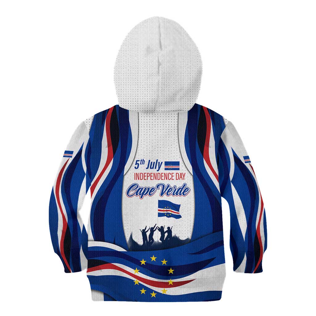 Cape Verde Kid Hoodie with Independence Day 5th July Flag Celebration Spirit