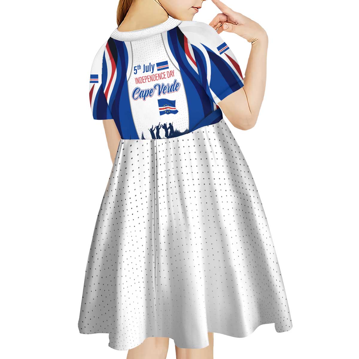 Cape Verde Kid Short Sleeve Dress with Independence Day 5th July Flag Celebration Spirit