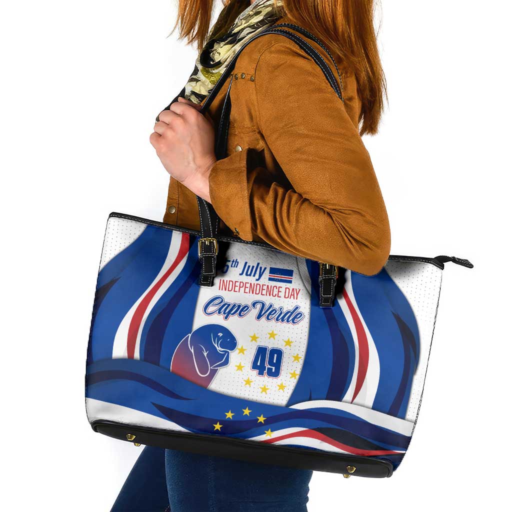 Cape Verde Leather Tote Bag with Independence Day 5th July Flag Celebration Spirit