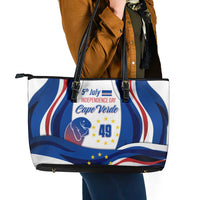 Cape Verde Leather Tote Bag with Independence Day 5th July Flag Celebration Spirit