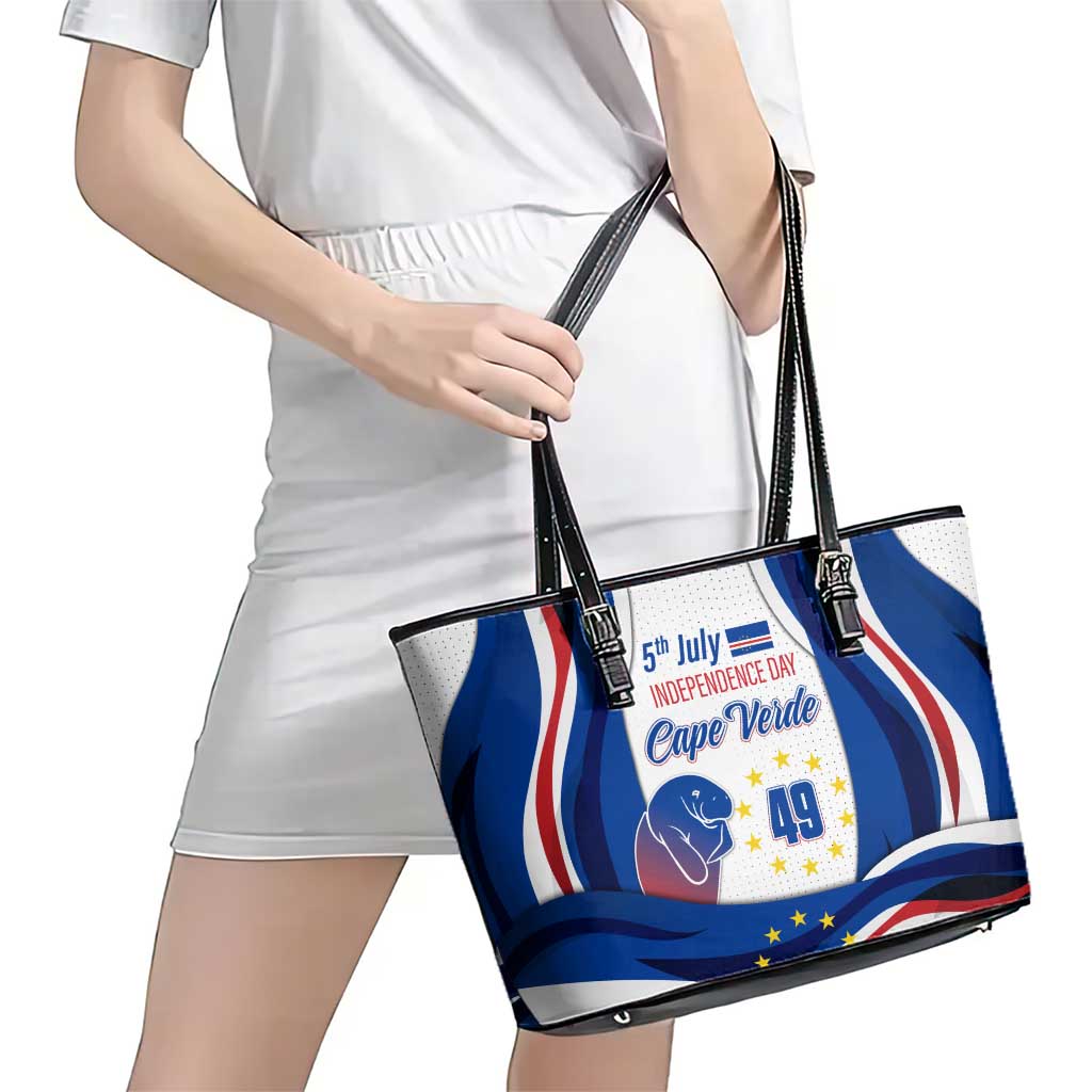 Cape Verde Leather Tote Bag with Independence Day 5th July Flag Celebration Spirit