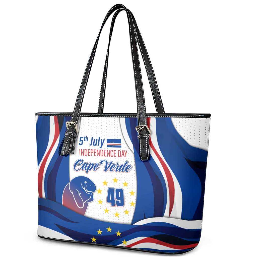 Cape Verde Leather Tote Bag with Independence Day 5th July Flag Celebration Spirit