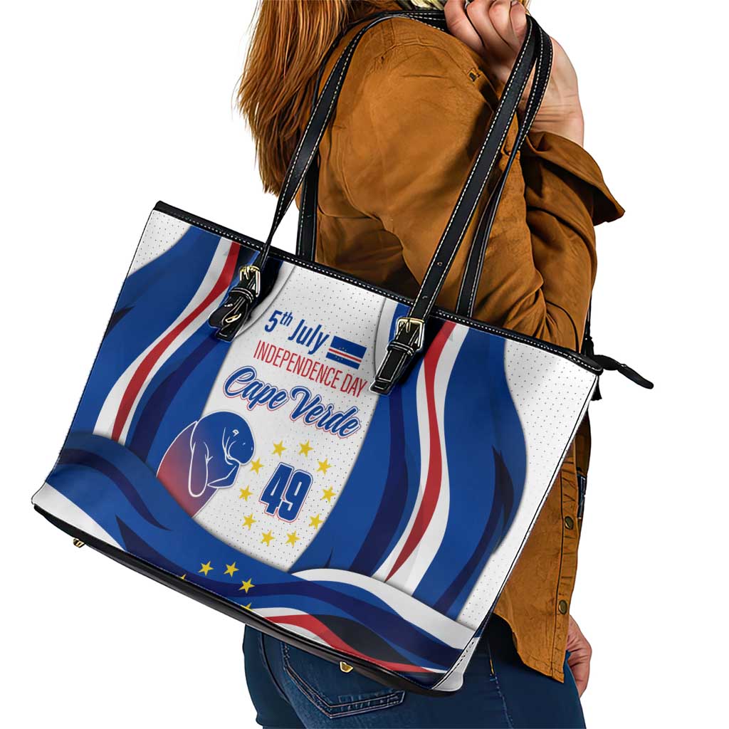 Cape Verde Leather Tote Bag with Independence Day 5th July Flag Celebration Spirit