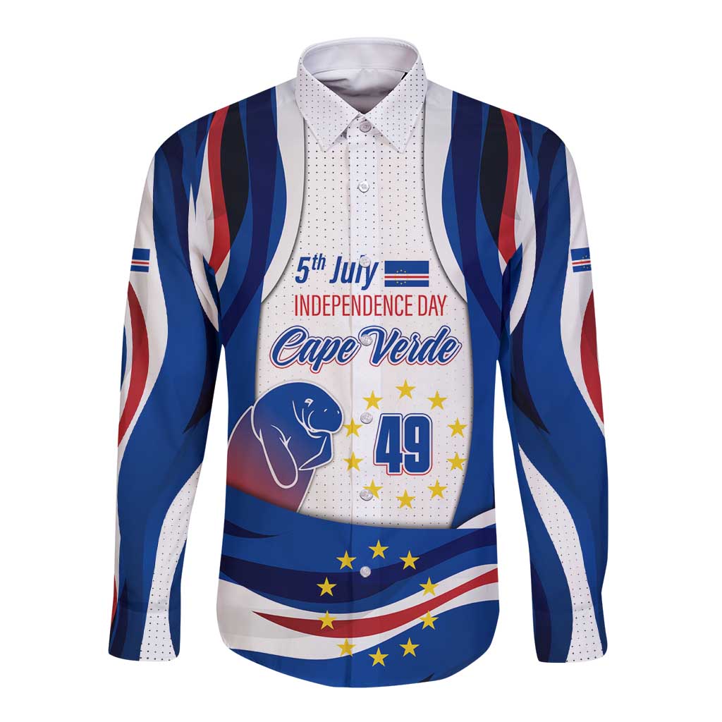 Cape Verde Long Sleeve Button Shirt with Independence Day 5th July Flag Celebration Spirit