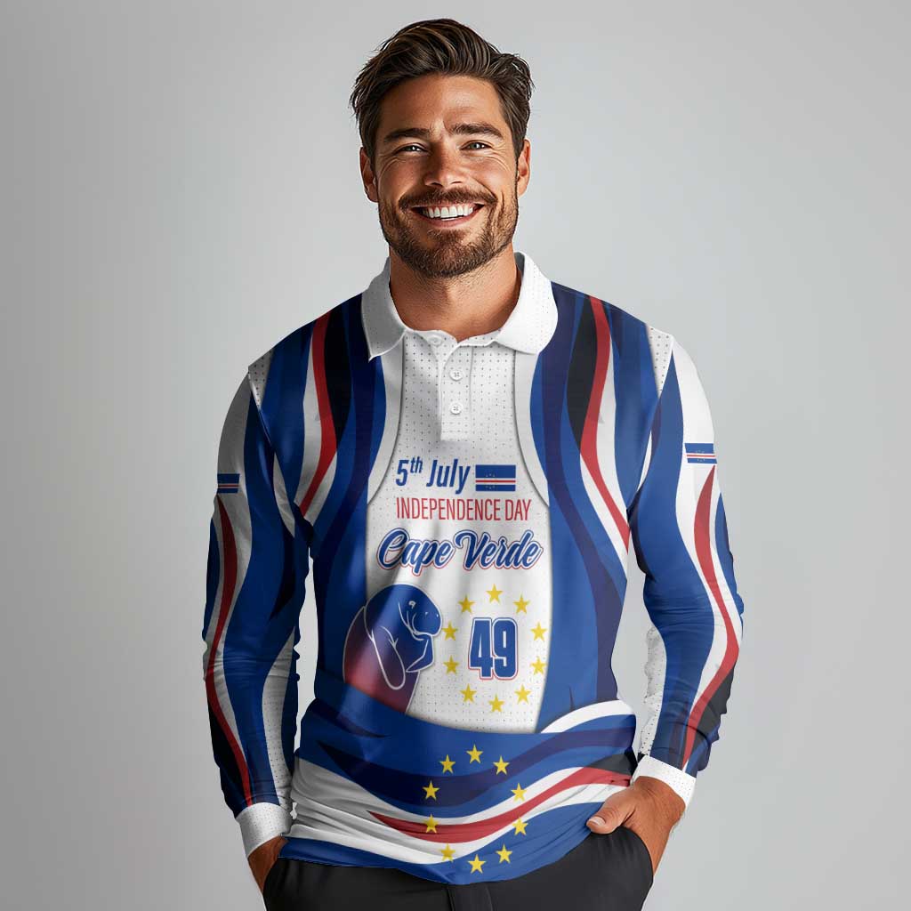 Cape Verde Long Sleeve Polo Shirt with Independence Day 5th July Flag Celebration Spirit