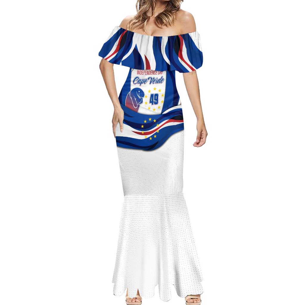 Cape Verde Mermaid Dress with Independence Day 5th July Flag Celebration Spirit