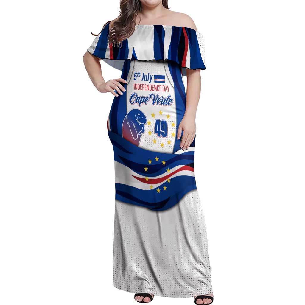 Cape Verde Off Shoulder Maxi Dress with Independence Day 5th July Flag Celebration Spirit