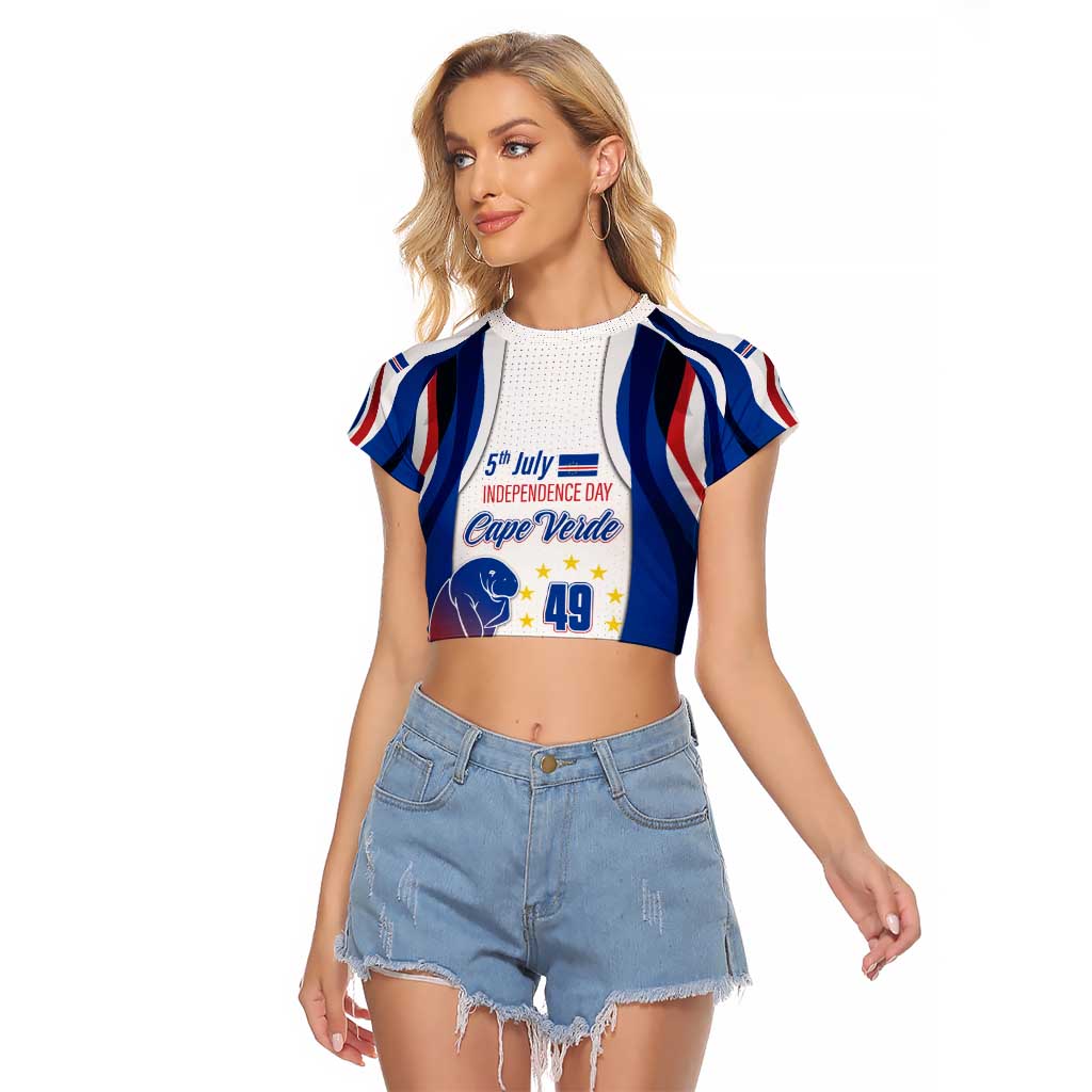 Cape Verde Raglan Cropped T Shirt with Independence Day 5th July Flag Celebration Spirit