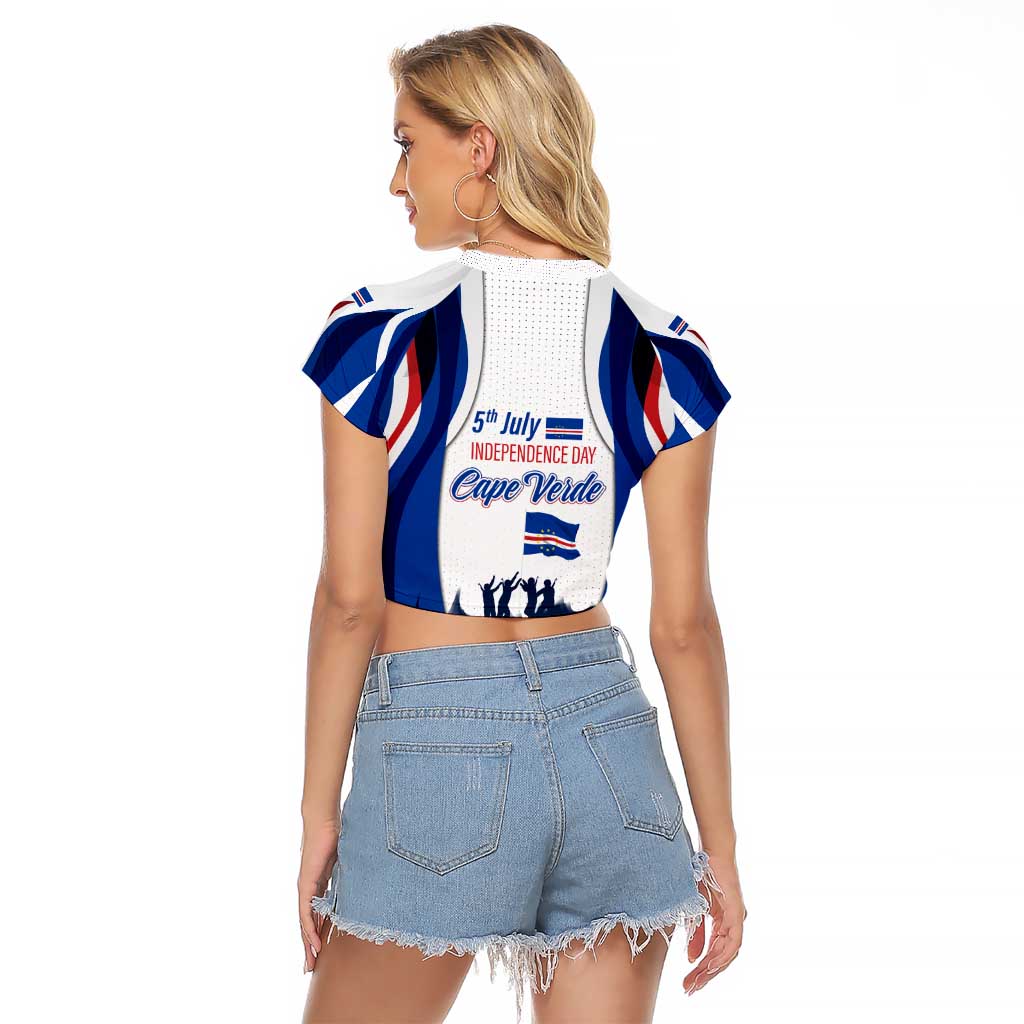 Cape Verde Raglan Cropped T Shirt with Independence Day 5th July Flag Celebration Spirit