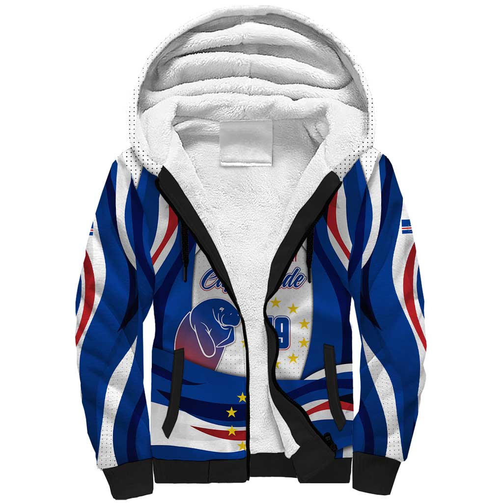 Cape Verde Sherpa Hoodie with Independence Day 5th July Flag Celebration Spirit