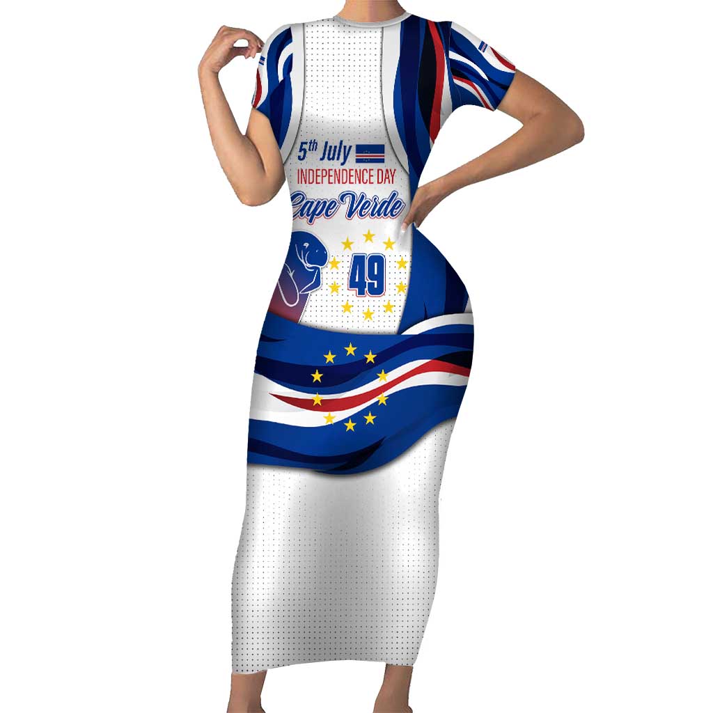 Cape Verde Short Sleeve Bodycon Dress with Independence Day 5th July Flag Celebration Spirit