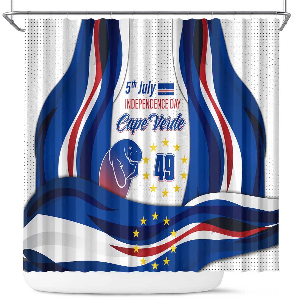 Cape Verde Shower Curtain with Independence Day 5th July Flag Celebration Spirit