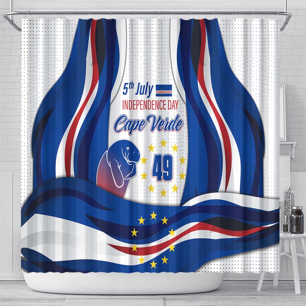 Cape Verde Shower Curtain with Independence Day 5th July Flag Celebration Spirit