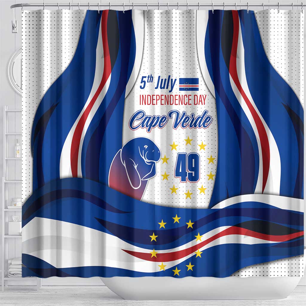 Cape Verde Shower Curtain with Independence Day 5th July Flag Celebration Spirit