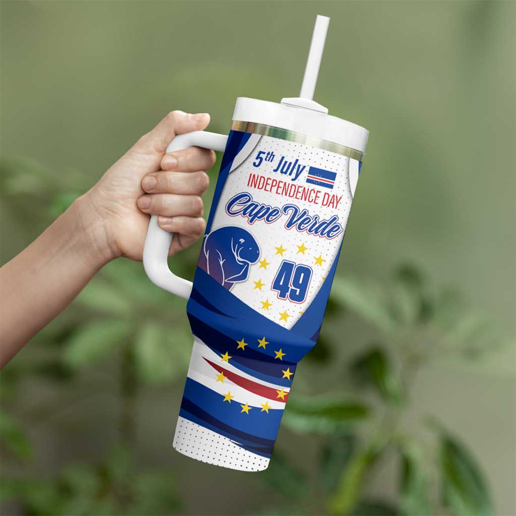 Cape Verde Tumbler With Handle with Independence Day 5th July Flag Celebration Spirit