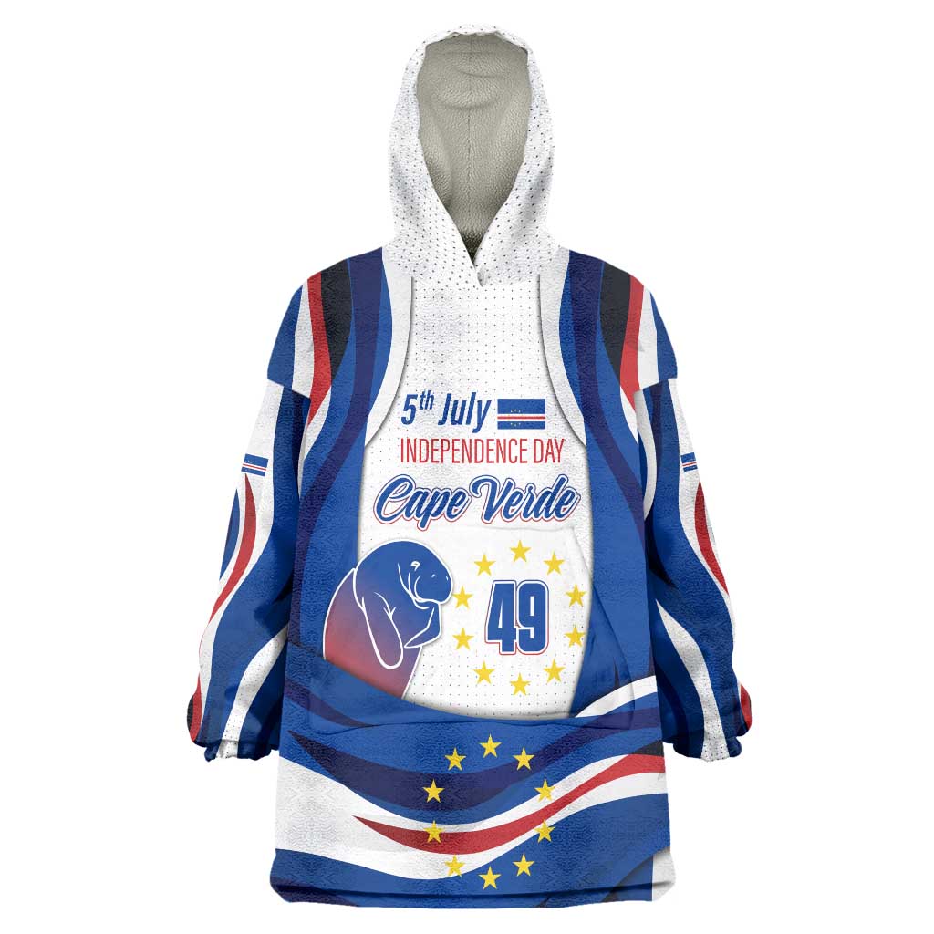 Cape Verde Wearable Blanket Hoodie with Independence Day 5th July Flag Celebration Spirit