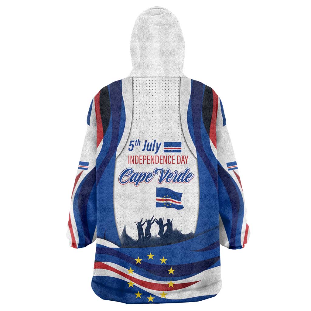 Cape Verde Wearable Blanket Hoodie with Independence Day 5th July Flag Celebration Spirit