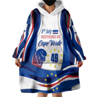 Cape Verde Wearable Blanket Hoodie with Independence Day 5th July Flag Celebration Spirit