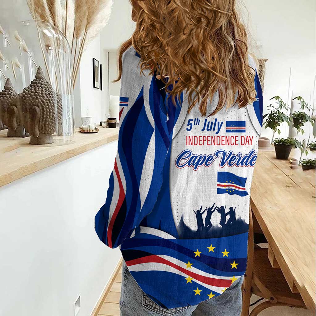 Cape Verde Women Casual Shirt with Independence Day 5th July Flag Celebration Spirit