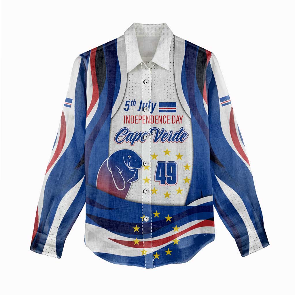 Cape Verde Women Casual Shirt with Independence Day 5th July Flag Celebration Spirit