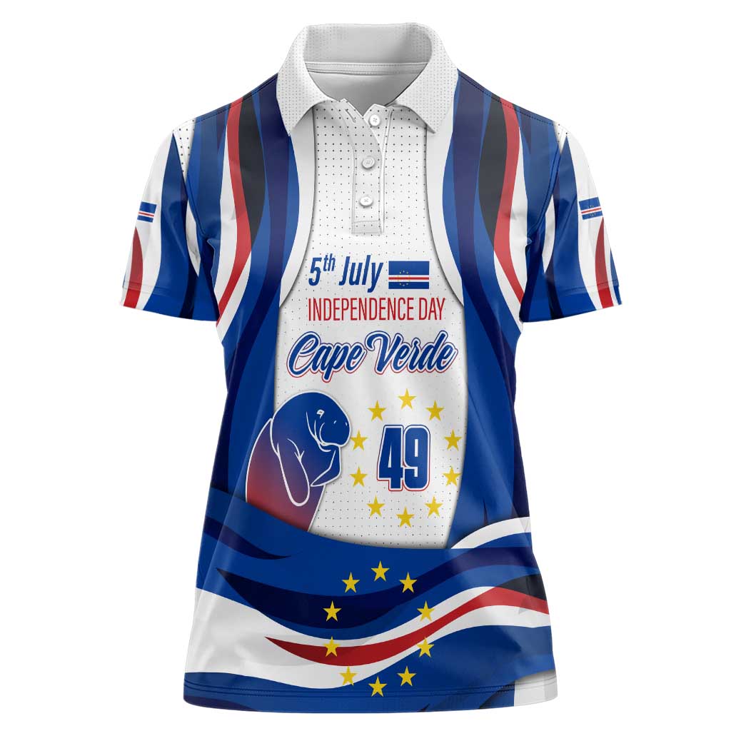 Cape Verde Women Polo Shirt with Independence Day 5th July Flag Celebration Spirit