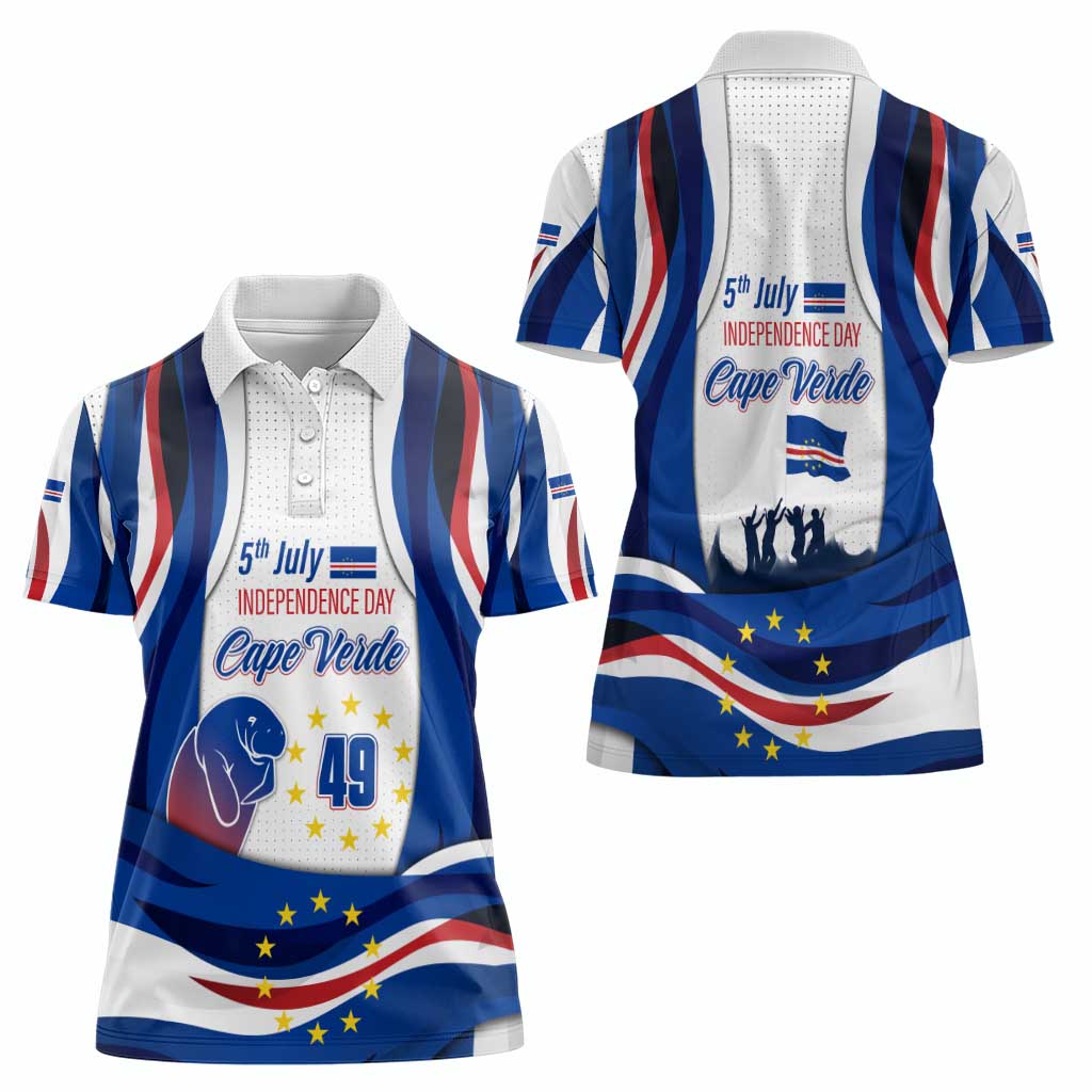 Cape Verde Women Polo Shirt with Independence Day 5th July Flag Celebration Spirit