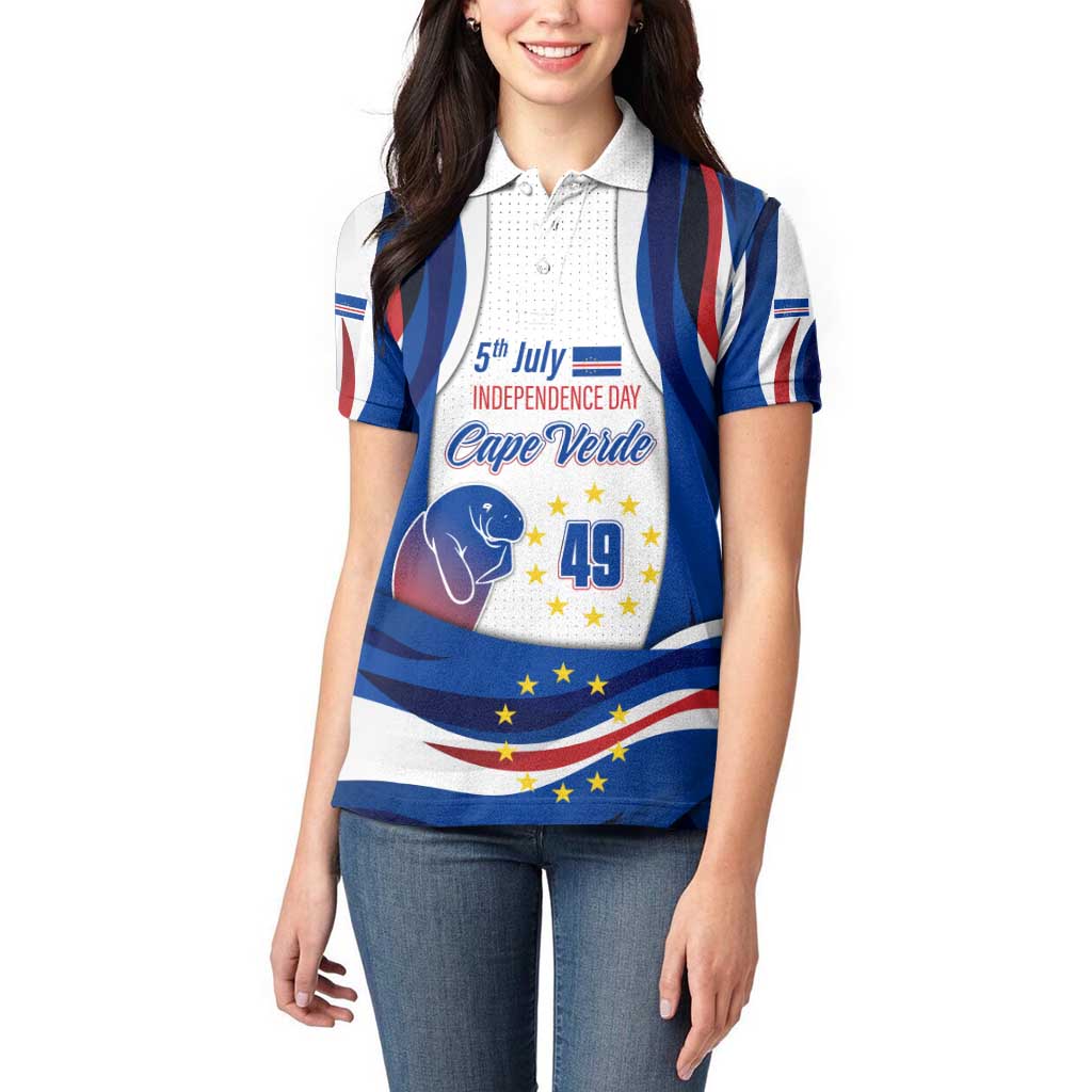 Cape Verde Women Polo Shirt with Independence Day 5th July Flag Celebration Spirit