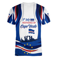 Cape Verde Women V-Neck T-Shirt with Independence Day 5th July Flag Celebration Spirit