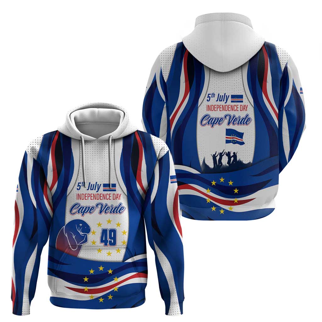 Cape Verde Zip Hoodie with Independence Day 5th July Flag Celebration Spirit