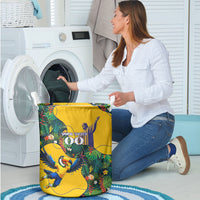 Personalized Brazil Soccer Laundry Basket Toucan Football Mascot - Christ the Redeemer - Tropical Floral