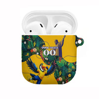 Personalized Brazil Soccer AirPods Case Toucan Football Mascot - Christ the Redeemer - Tropical Floral