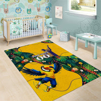Personalized Brazil Soccer Area Rug Toucan Football Mascot - Christ the Redeemer - Tropical Floral