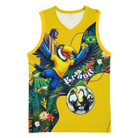 Personalized Brazil Soccer Basketball Jersey Toucan Football Mascot - Christ the Redeemer - Tropical Floral