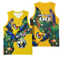 Personalized Brazil Soccer Basketball Jersey Toucan Football Mascot - Christ the Redeemer - Tropical Floral