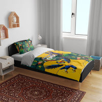 Personalized Brazil Soccer Bedding Set Toucan Football Mascot - Christ the Redeemer - Tropical Floral