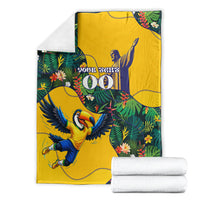 Personalized Brazil Soccer Blanket Toucan Football Mascot - Christ the Redeemer - Tropical Floral