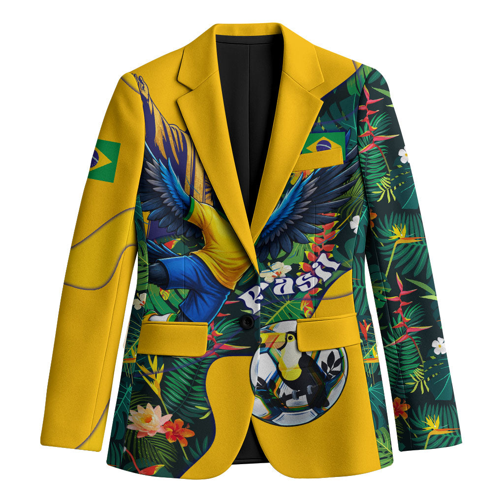 Personalized Brazil Soccer Blazer Toucan Football Mascot - Christ the Redeemer - Tropical Floral
