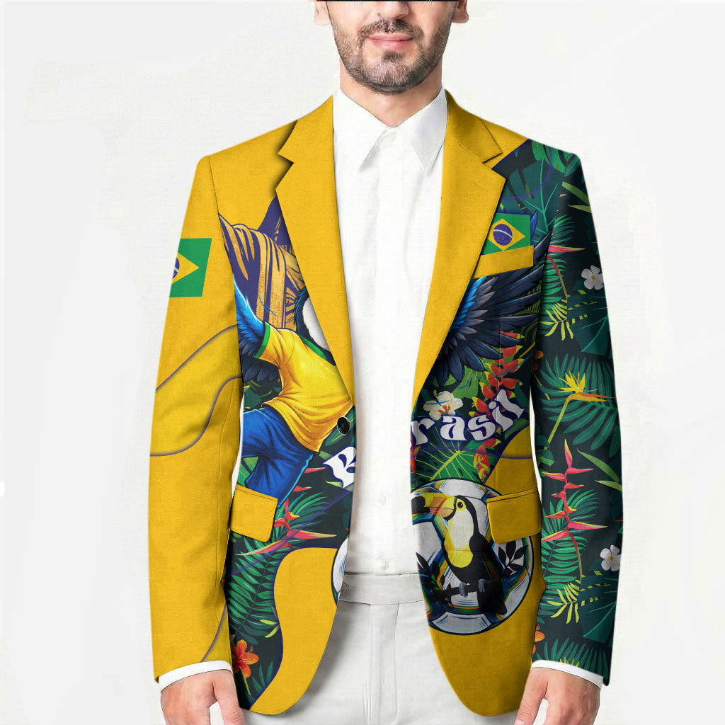 Personalized Brazil Soccer Blazer Toucan Football Mascot - Christ the Redeemer - Tropical Floral