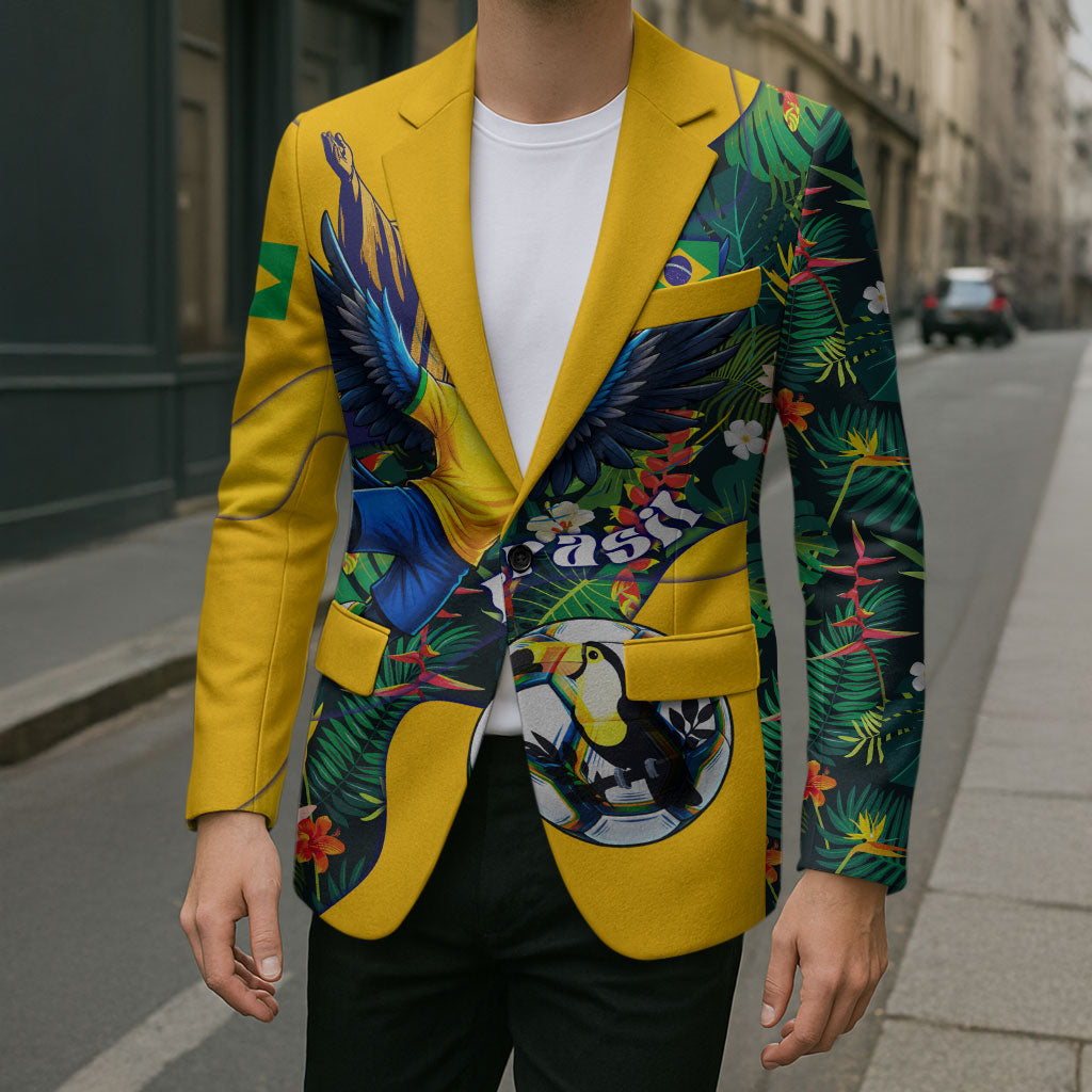 Personalized Brazil Soccer Blazer Toucan Football Mascot - Christ the Redeemer - Tropical Floral