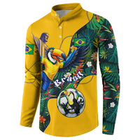 Personalized Brazil Soccer Button Sweatshirt Toucan Football Mascot - Christ the Redeemer - Tropical Floral