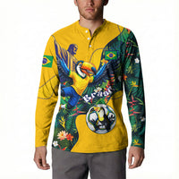 Personalized Brazil Soccer Button Sweatshirt Toucan Football Mascot - Christ the Redeemer - Tropical Floral